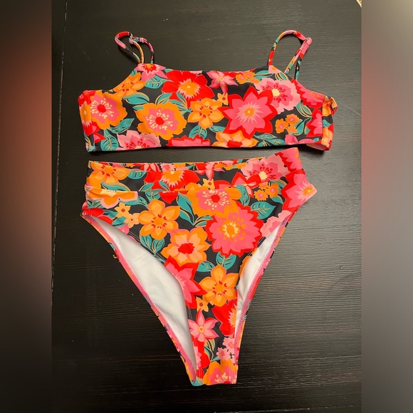 MOSHENGQI Women High Wasited Swimsuit Shoulder Strap 2 Piece High Cut String - Picture 6 of 7